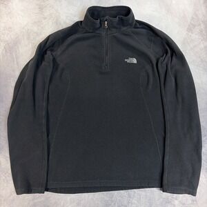 The North Face Fleece Pullover Womens L Black Quarter Zip Logo Lightweight